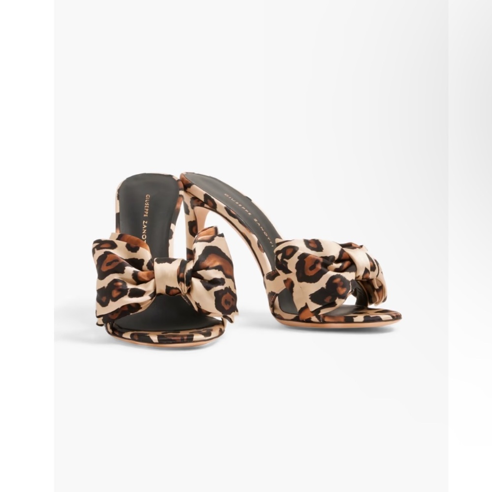 Giuseppe Zanotti Selvaggia Leopard Print Satin Mules